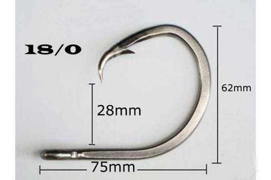 18/0 Tuna Circle Hooks. 50 Pack. Super Heavy Duty