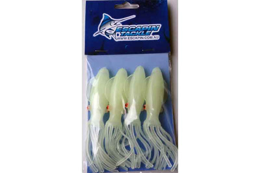 4 x 3" Lumo Squid. Great for snapper rigs.