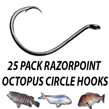 8/0 RazorPoint Octopus Circle Hooks.  25 Pack